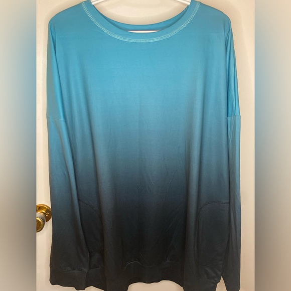 Gradient Blue and Black Long Sleeve Tee - Picture 1 of 5